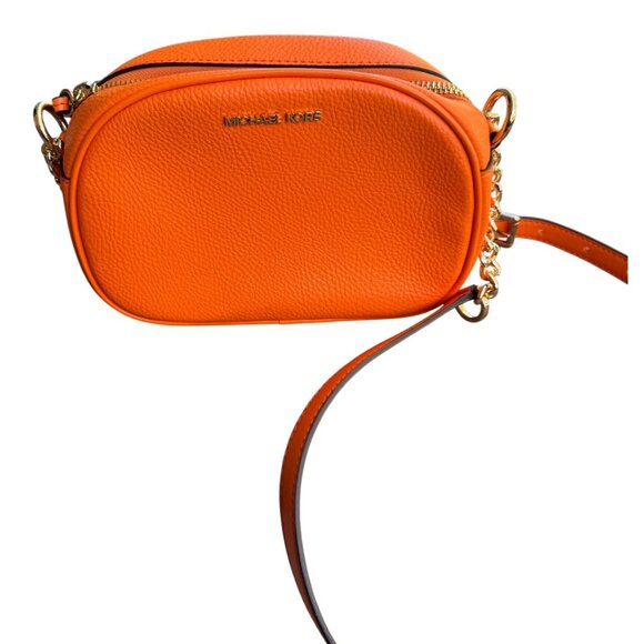 Michael Kors Orange Leather Crossbody Bag With Chain Strap - Picture 4 of 9